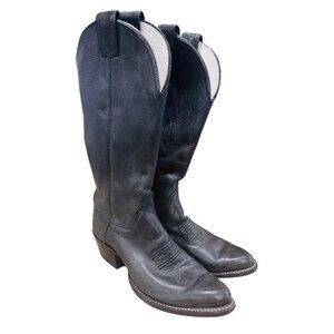 Vintage Olathe Black Leather Western Womens Cowboy Boots Sz 7.5 Coastal Cowgirl